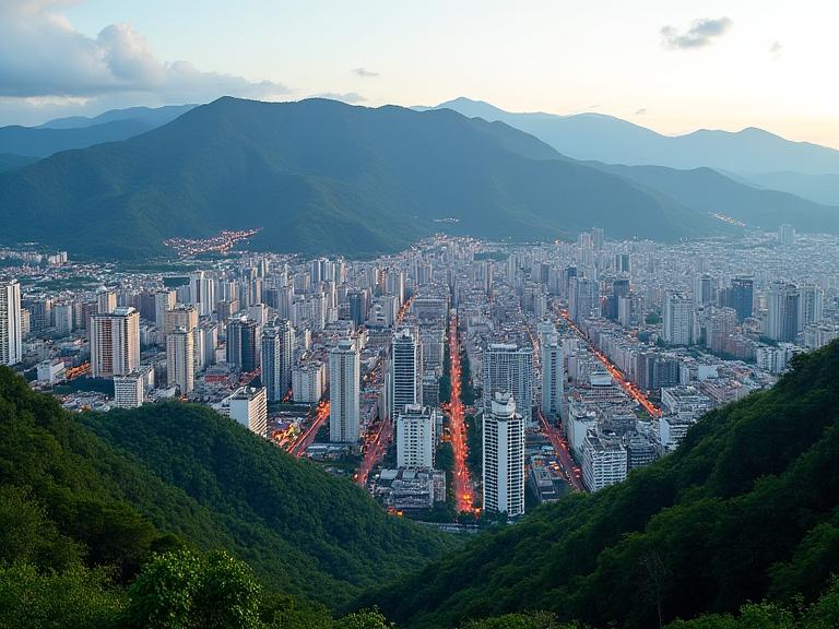 Vista panorámica de Medellín con paisaje urbano